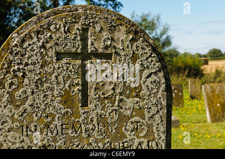 Lichen on a very old gravestone Stock Photo