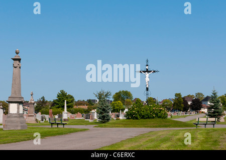 Historical cemetery in Vieux Saint Rose Laval suburbs of Montreal Canada Stock Photo