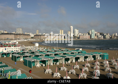 Deserted Playa Bristol early morning before the crowds arrive. Mar del Plata, Buenos Aires, Argentina, South America Stock Photo