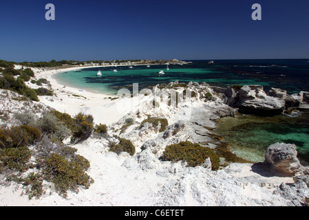 White sands and turquoise waters of Longreach Bay on Rottnest Island, Western Australia Stock Photo