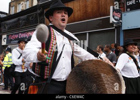 Drummer at Carnaval del Pueblo, Europe's largest celebration of Latin American culture. Stock Photo