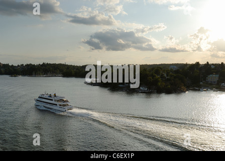 Cruise ship in Stockholm archipelago, Sweden Stock Photo