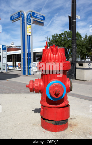 red mathews fire hydrant winnipeg manitoba canada Stock Photo