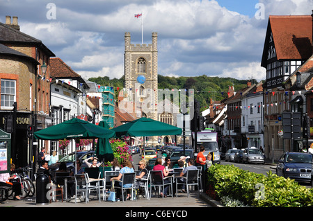 St Mary's Church from Market Place, Henley-on-Thames, Oxfordshire, England, United Kingdom Stock Photo