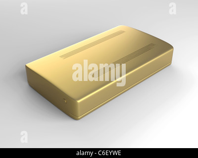 Golden hard drive Stock Photo