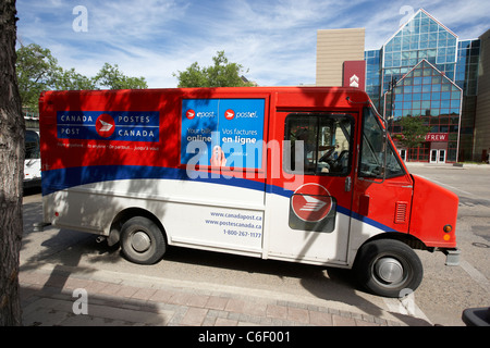 canada post utilimaster delivery truck downtown winnipeg manitoba canada Stock Photo