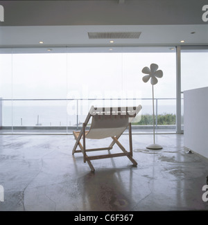 Living room with a beautiful panorama on a beach Stock Photo