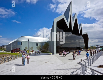 Newly built Riverside Museum on the River Clyde in Glasgow featuring exhibits depicting Scotland's history of transport & travel Stock Photo
