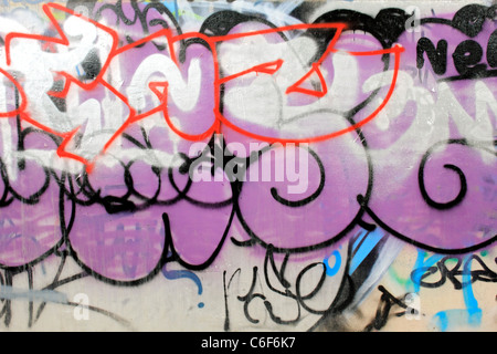 Graffiti on walls under the A316 flyover Hanworth, Surrey, England, UK Stock Photo