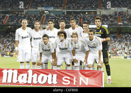 Real Madrid team group line-up for Pre season match between Real Madrid and Galatasaray. Stock Photo