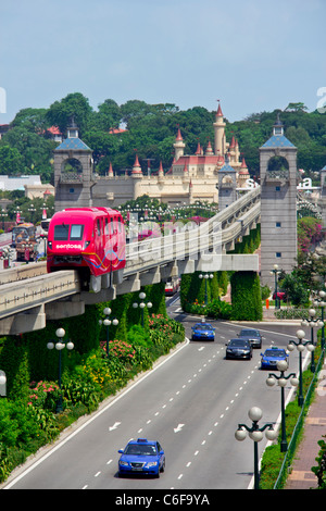 Singapore's Monorail to Sentosa Resort Island Stock Photo