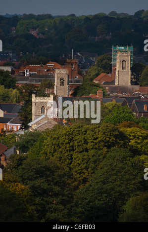 Church towers Norwich skyline Stock Photo