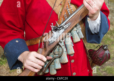 Musketman or Musketeer Fusilier holding 17th Century firearms, living ...