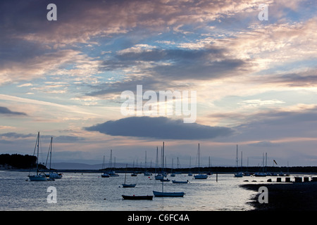 Colourful sunset over Findhorn Bay, Moray Firth, Scotland Stock Photo