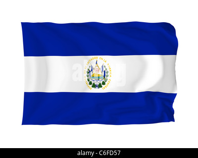 El Salvador. High resolution North American Flag series. With fabric texture. Stock Photo