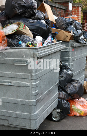 overflowing wheelie bin lid open rubbish waste bin liverpool uk Stock ...