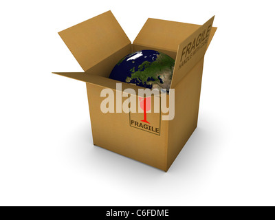 Isolated earth in box. High resolution image with detailed texture. Stock Photo