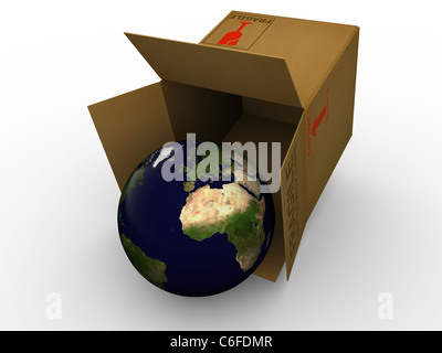 Isolated earth in box. High resolution image with detailed texture. Stock Photo