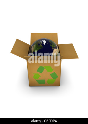 Earth in a box isolated on white. High resolution image Stock Photo