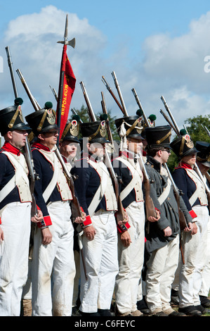 21st eme Regiment de Ligne. French Napoleonic foot soldiers. Historical french army re-enactment Stock Photo