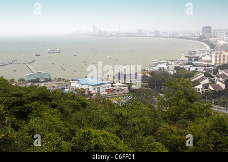 view on Pattaya city and sea bay, high place of prostitution in Thailand Stock Photo