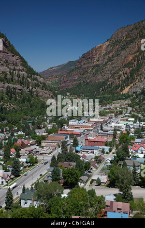 Ouray, Colorado, a former mining town in the San Juan Mountains now supported by tourism. Stock Photo