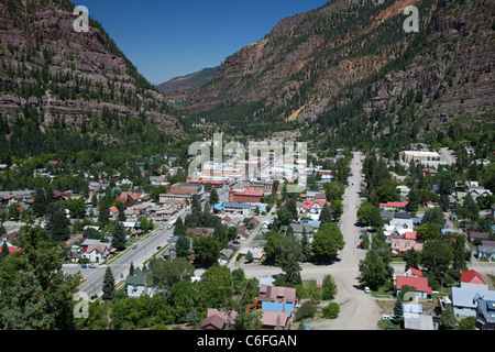 Ouray, Colorado, a former mining town in the San Juan Mountains now supported by tourism. Stock Photo