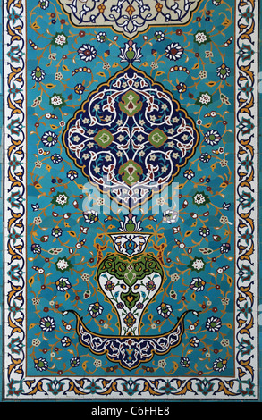 predominantly blue glazed islamic tile mosaic design Stock Photo