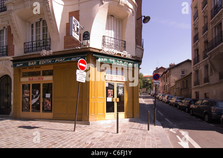 The Bar de la Place Edith Piaf in the 20th arondissement of Paris and near Pere LaChaise cemetery where she is buried. Stock Photo