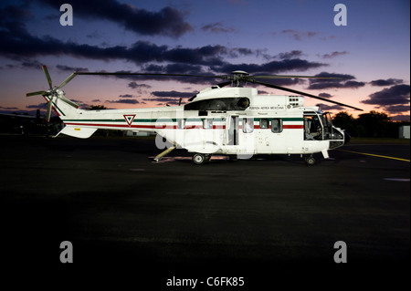 Mexican Air Force Helicopter part of Presidential Air Convoy for Royal Tour Stock Photo