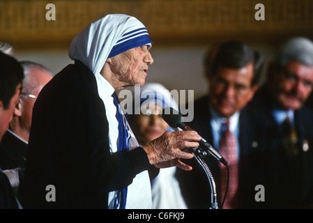 Mother Teresa during the Congressional Gold Medal award ceremony in Washington, DC. Stock Photo