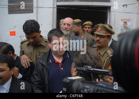 Steven Ayres leaving Patiala House Court in New Dheli Two Britons who were detained for illegal plane spotting have been Stock Photo