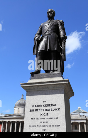 The statue of Major-General Sir Henry Havelock on Trafalgar Square in London, England, UK. Stock Photo