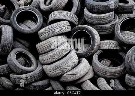 A pile of used tyres Stock Photo