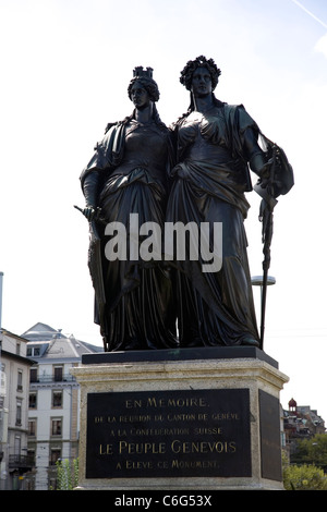 Le Peuple Genevois statue in Geneva Stock Photo