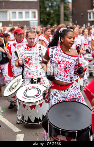 Members of the Batala Band performing at Notting Hill Carnival 2011, London, England, UK Stock Photo