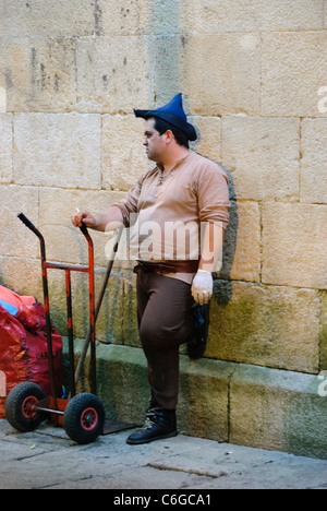 Man dressed in medieval clothes - Medieval Fair in the old city of Coruna. Stock Photo