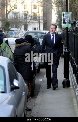 David Cameron makes his way home after taking his children to school London, England - 05.03.10 Stock Photo