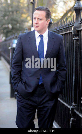 David Cameron makes his way home after taking his children to school London, England - 05.03.10 Stock Photo