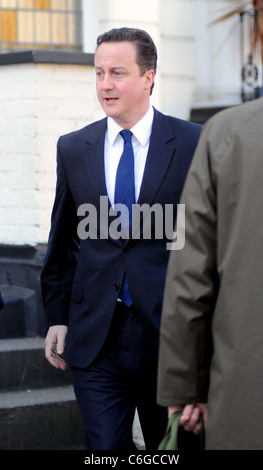 David Cameron makes his way home after taking his children to school London, England - 05.03.10 Stock Photo