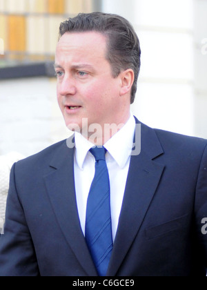 David Cameron makes his way home after taking his children to school London, England - 05.03.10 Stock Photo