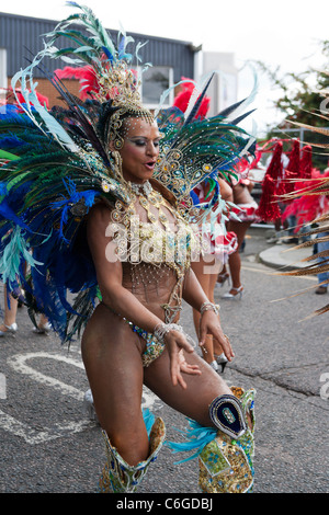 Colourful costumes at London's Notting Hill Carnival Stock Photo