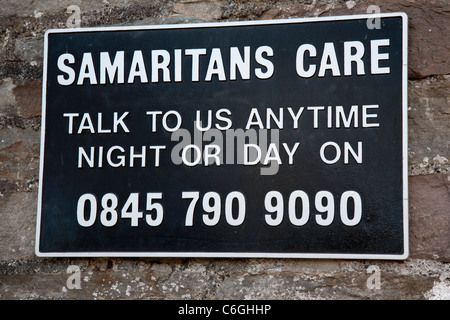 Samaritans Sign on Clifton Suspension Bridge, Bristol Stock Photo