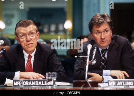 Bob Crandall, Chairman of American Airlines and Robert Ayling, CEO of British Airways in Washington, DC. Stock Photo