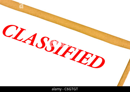 Classified paper isolated on white Stock Photo