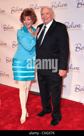 Ernest Borgnine and wife Tova Traesnaes Believe in Dreams Foundation Pre-Oscar Party at the Phantom Stage in Universal Studios Stock Photo