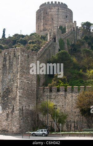 The Rumeli Castle,built by the Ottomans in just 3 months in 1452 to block the entrance to Bosphorus during a siege of Istanbul. Stock Photo