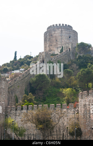 The Rumeli Castle,built by the Ottomans in just 3 months in 1452 to block the entrance to Bosphorus during a siege of Istanbul. Stock Photo