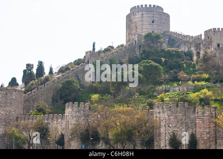 The Rumeli Castle,built by the Ottomans in just 3 months in 1452 to block the entrance to Bosphorus during a siege of Istanbul. Stock Photo