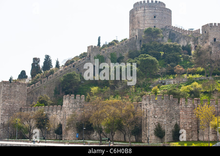 The Rumeli Castle,built by the Ottomans in just 3 months in 1452 to block the entrance to Bosphorus during a siege of Istanbul. Stock Photo